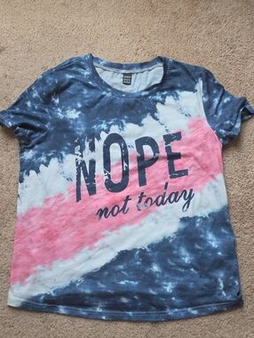 Womens Tie-Dye 'NOPE Not Today' Graphic Tee - Pink & Navy